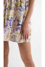 Kadın Mor Önden İp Bağlamalı Ajurlu Model Saten Yüzeyli Mini Elbise HZL24S-YY250