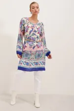 Robe à motifs ceinturée 5902 - Violette