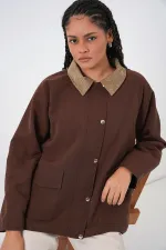 Veste oversize pour femme avec poches décoratives 5973 - Marron