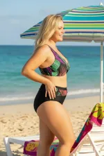 Kadın Siyah Mor Yeşil Büyük Beden Astarlı Bikini Takım HZL25S-LC21202