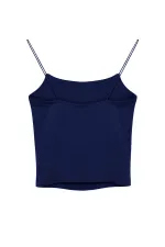 Kadın Lacivert İp Askılı Örme Body Bluz HZL24S-ZK11001