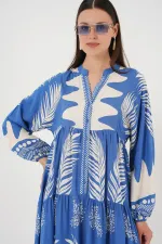 Robe hijab à motifs authentiques 2423 - H. Indigo