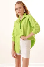 3900 Oversize Long Basic Shirt - Light Green