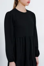 Robe hijab longue noire en maille pour femme 2482