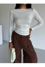 Kadın Beyaz Uzun Kollu Sany Bluz HZL25S-FRY123351