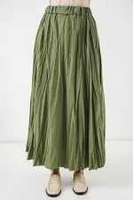 Jupe longue froissée pour femme 8042 - A.Haki