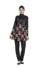 Maillot de bain hijab noir à manches longues pour femme HZL25S-AR273/01