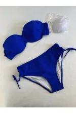 Women's Saxe Blue Stone Embroidered Lined Bikini Set HZL25S-LC3361