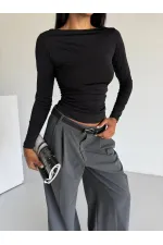 Kadın Siyah Uzun Kollu Sany Bluz HZL25S-FRY123351