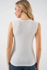 Kadın Ekru Basic Sıfır Kol Body HZL25S-BD143471