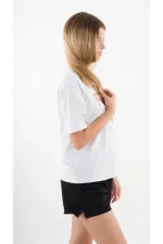 Women's White Yellow Banana House Printed Crew Neck T-Shirt HZL24S-YY302