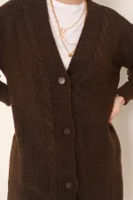 15768 Modest Knit Cardigan - Brown