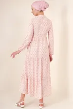 Robe hijab à col noué 1627 - Rose poudré