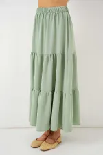 Kadın Çağla Yeşil Beli Lastikli Ayrobin Uzun Etek HZL25S-BD180481