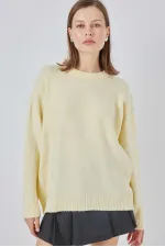 Pull oversize jaune en maille pour femme, taille standard, HZL25W-BD1103221