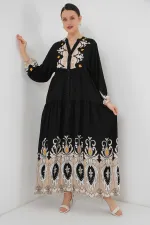 Robe hijab à motifs authentiques 2423 - Noir 6