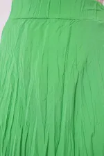 Jupe longue froissée pour femme 8042 - Verte