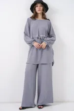 Women's Long Tunic and Pants Two-Piece Set 6719 - Grey