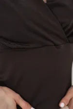 Chemisier cache-cœur pour femme avec épaulettes 942 - Marron