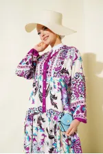 Robe hijab en viscose crème prune pour femme 2423