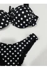 Kadın Siyah Puantiyeli Astarlı Bikini Takım HZL25S-LC2223