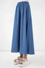 Kadın Denim Beli Lastikli Uzun Kot Etek HZL26W-BD180621