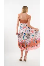 Kadın Çok Renkli İp Askılı Astarsız Uzun Elbise HZL24S-YY276