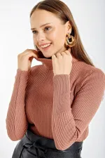 Pull col roulé côtelé Powder pour femme HZL22W-BD1445001