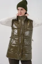 Kadın Parlak Şişme Yelek 5218 - Haki