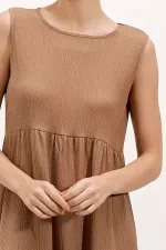 2448 Sleeveless Long Knitted Dress - Biscuit