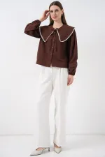 Women's Baby Collar Shirt 20314 - Brown