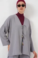 Ensemble deux pièces pantalon kimono Ayrobin pour femme 6739 - Gris