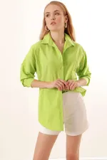 3900 Oversize Long Basic Shirt - Light Green