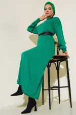 15900 Full-Length Modest Knit Dress - Green