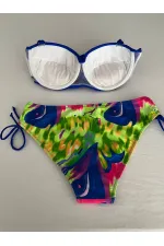 Kadın Saks Mavi Taş İşlemeli Astarlı Bikini Takım HZL25S-LC3334