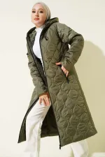 Manteau long matelassé à capuche 5177 - Kaki