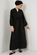 Kadın Uzun Tesettür Elbise 2525 - Siyah