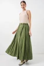 Jupe longue froissée pour femme 8042 - A.Haki