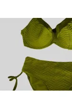 Kadın Haki Desenli Büyük Beden Astarlı Bikini Takım HZL25S-LC4004