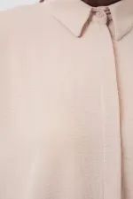 Kadın Uzun Gömlek Tunik 5945 - Krem