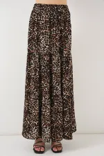 1898 Patterned Long Skirt - C. Brown
