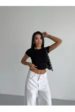Kadın Siyah Bisiklet Yaka Sandy Bluz HZL25S-FRY123191