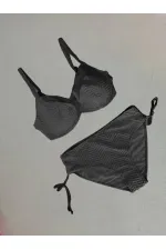 Kadın Siyah Desenli Büyük Beden Astarlı Bikini Takım HZL25S-LC4004