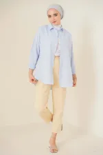 103901 Oversize Basic Hijab Shirt - Light Blue
