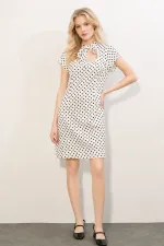 Women's Off-White Short Polka Dot Dress with Bow Detail HZL26S-BD126051 Women's Off-White Short Polka Dot Dress with Bow Detail HZL26S-BD126051
