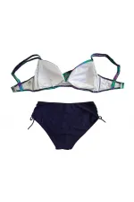 Ensemble bikini doublé bleu marine turquoise à motifs pour femme HZL25S-LC3832