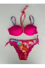 Ensemble bikini doublé brodé fuchsia pour femme HZL25S-LC207