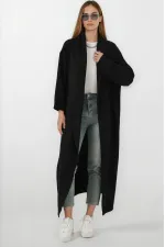 Cardigan long en maille oversize noir pour femme HZL25W-BD1103041