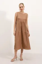 2448 Sleeveless Long Knitted Dress - Biscuit