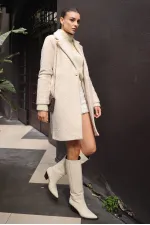 9082 Oversize Kaşe Kaban - M. Krem